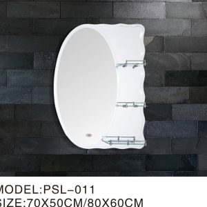 Oval Glass Mirror with Multiple Shelves