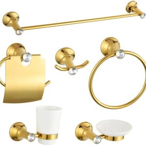 Crystal Golden Bathroom Accessories Set