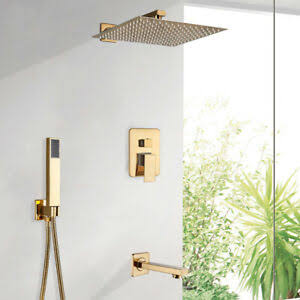 Golden Square Concealed 5-Function Shower Set
