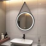 Round LED Mirror with Black Rope Frame