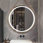 Golden Rope-Framed Round LED Mirror