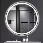 Black Framed Round LED Mirror