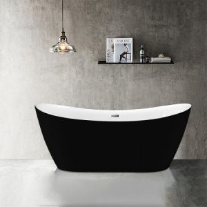 1700mm Curved Black/White Luxury Freestanding Bathtub