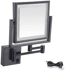 Matte Black 3x LED Magnifying Square Mirror